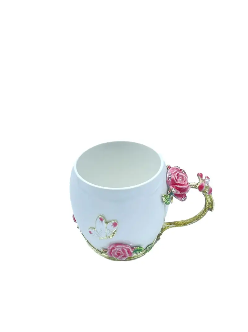 MS MS-09 | White Mug with Metal Rose Handle