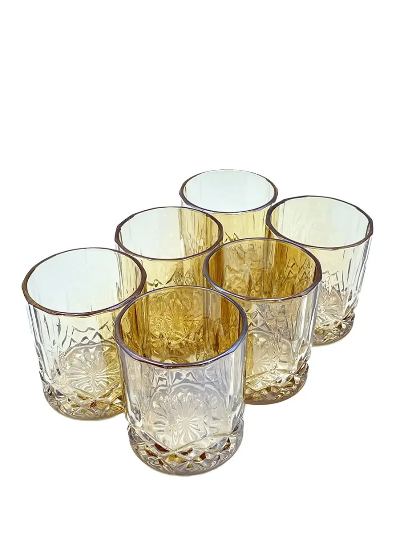 DM DM336-G | Low Glass Set Gold Stripe-Diamond 6 pcs x 340ml