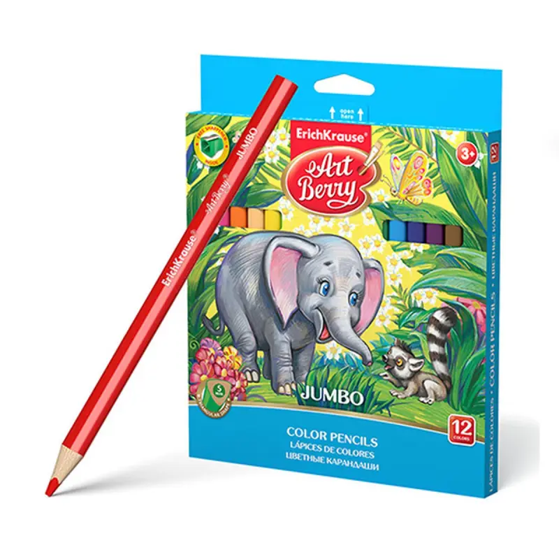 Artberry BK-00081835 | Akwarel Karandaş 12 Reňk Üçburçak Jumbo Ýasagçyly