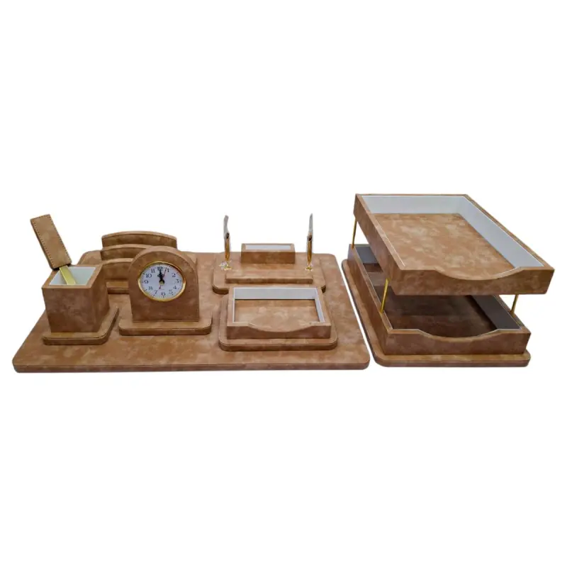 Kingstyle PU108MY | Wooden Desk Set Natural Wood Finish