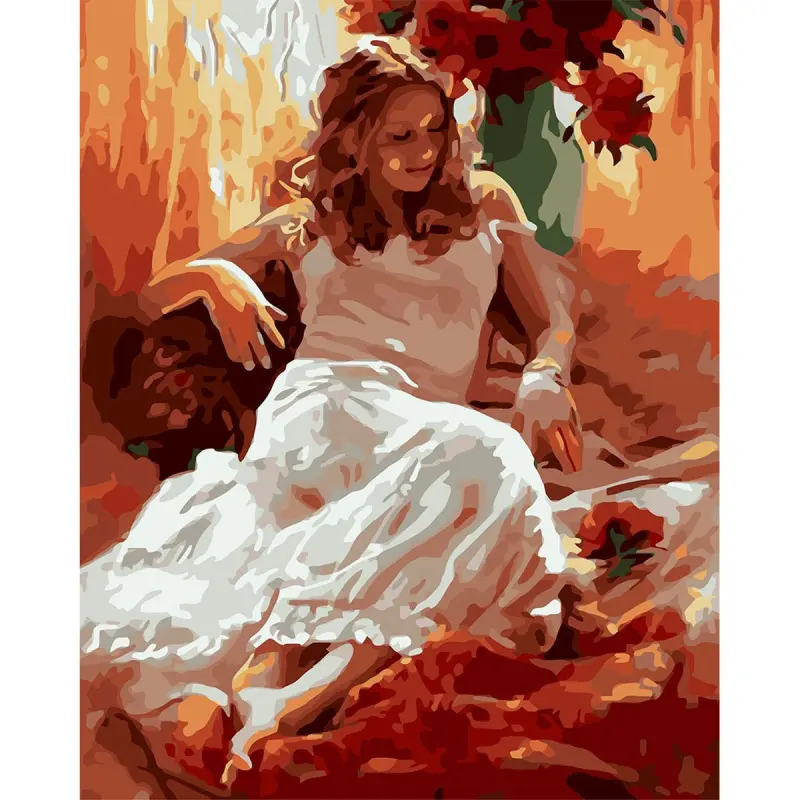YS45960 BK-00100680 | Paint by Numbers Kit 40x50 cm Girl in White