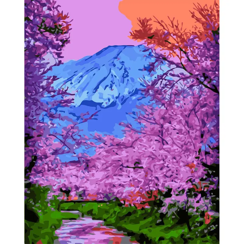 YS YS44928 | San bilen surat çekiş 40x50 sm Sakura dag manzarasy