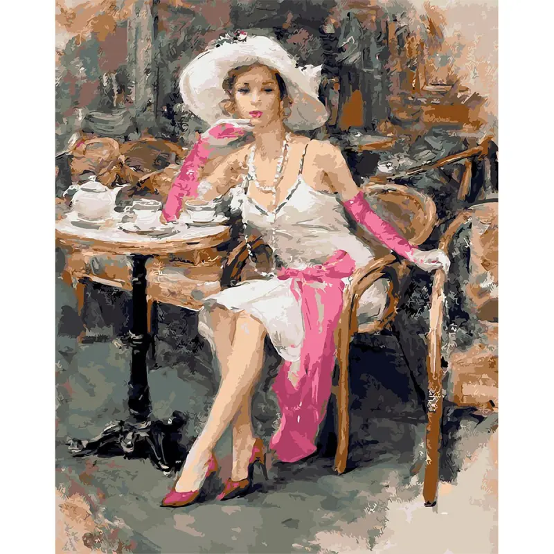 YS YS45043 | 40x50 Nomerli Surat Toplumy Ak Geýimli Hanym