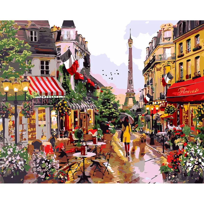 BK YS46367 | Paint by Numbers 40x50 cm Floral Streets of Paris
