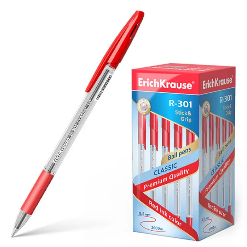 ErichKrause R-301 Classic Stick&Grip | Gyzyl Şarikly Ruçka 1.0 mm