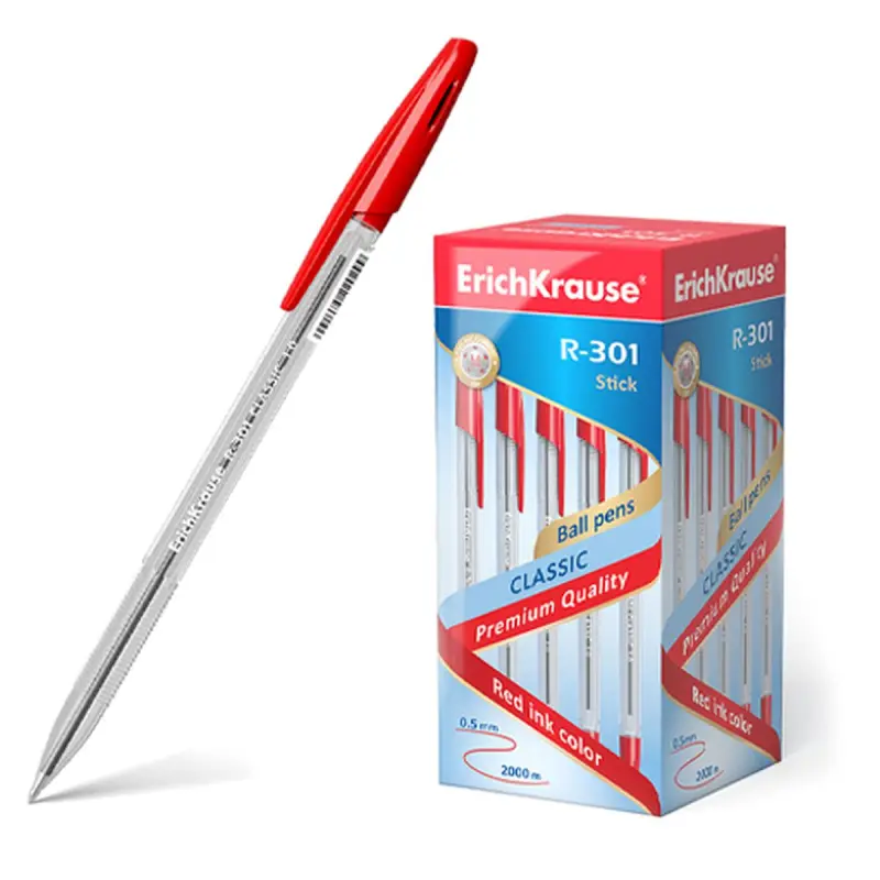 ErichKrause R-301 Classic Stick | Şarikli ruçka 1.0 mm gyzyl syý