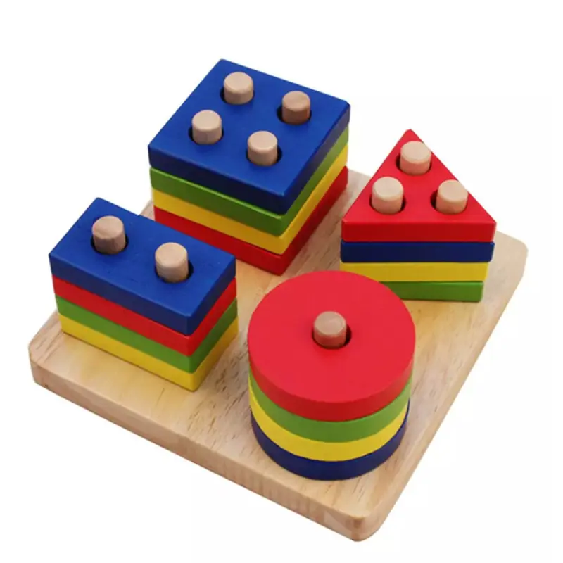BK BK-00081638 | Agaç Pazl Geometrik Şekiller Sütüni 13,5x13,5 sm