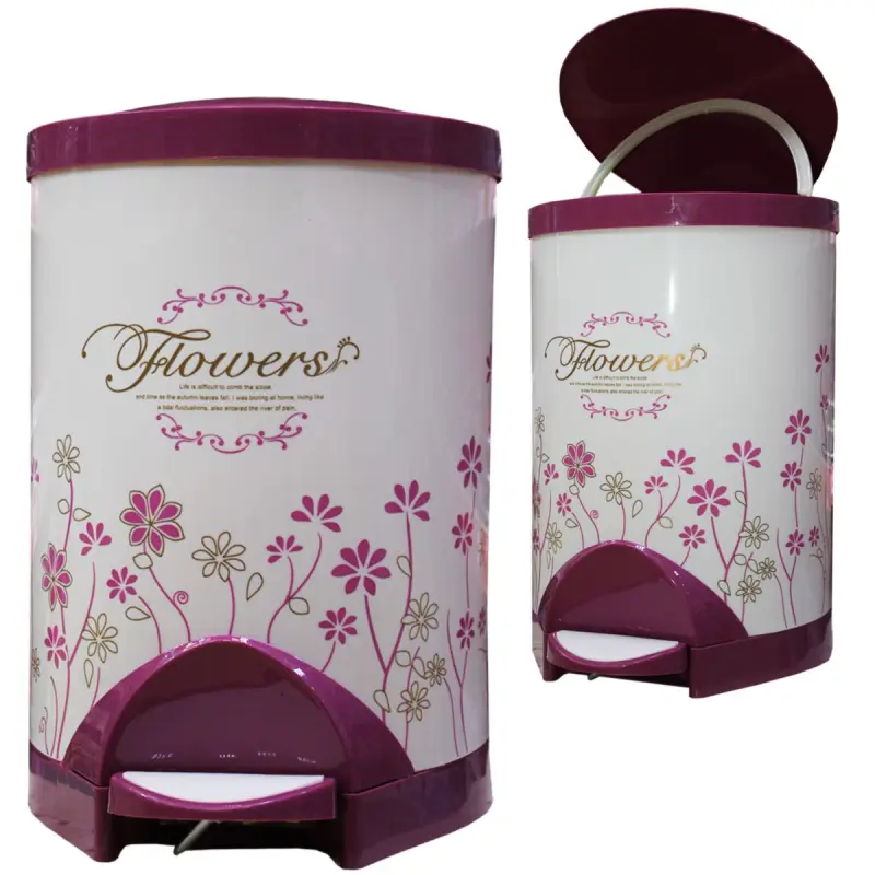 BK BK-00043717 | Pedal Trash Bin 35 cm Floral Raspberry Plastic
