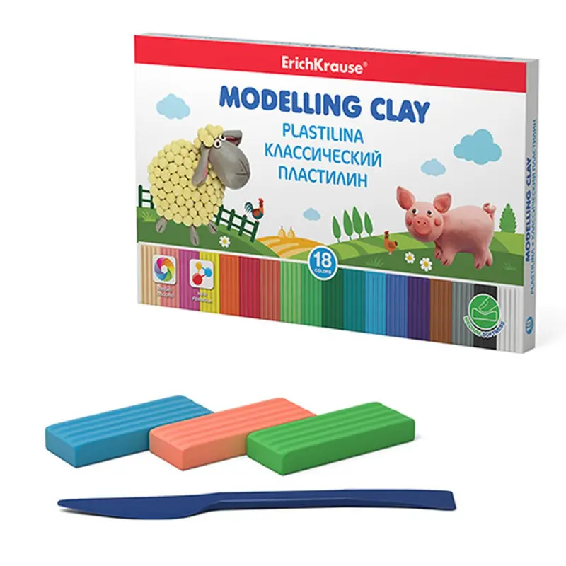 ErichKrause BK-00081829 | Plastilin Toplumy 18 Reňk, Şekil Beriji Esbaply
