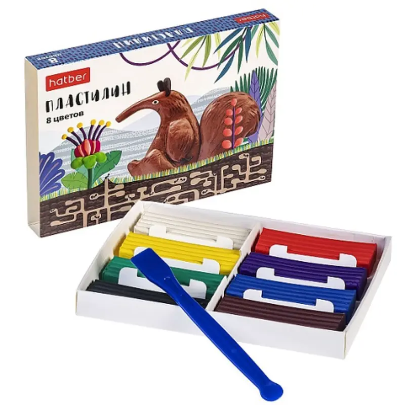Hatber BK-00098832 | Modeling Clay 8 Colors 160g with Stacking Tool