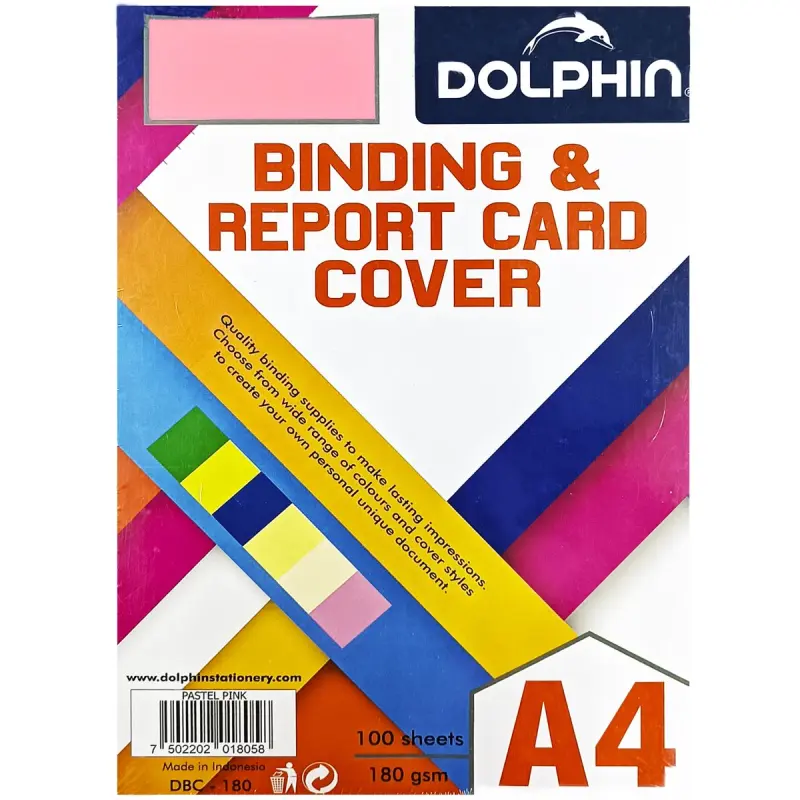 Dolphin 00-00000419 | Картон для брошюровки A4 розовый 180 мкм 100 листов