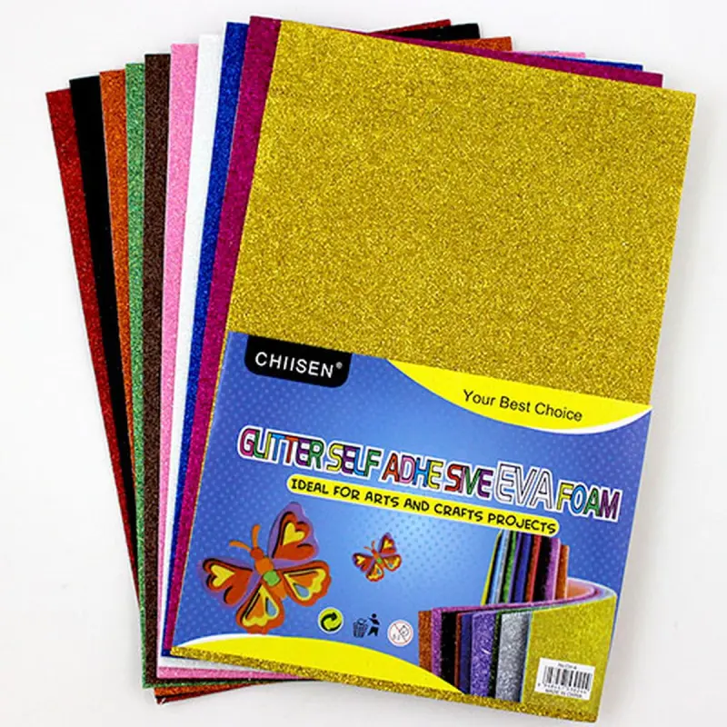 BK BK-00028818 | EVA Colored Glitter Sheet A4 Self-Adhesive 10 Colors