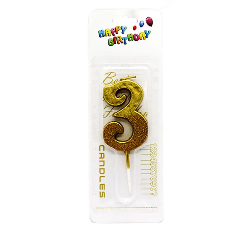 No brand BK-00050999 | Number Candle for Cake Gold Glitter 3