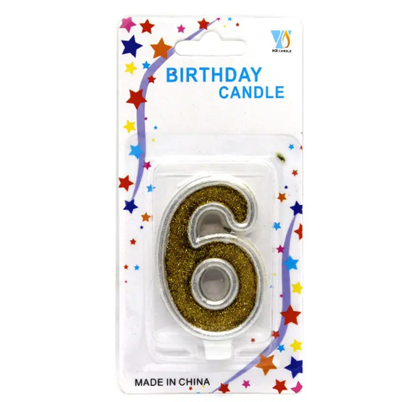 Свечи BK-00051043 | Number Candle 6 Gold with Glitter