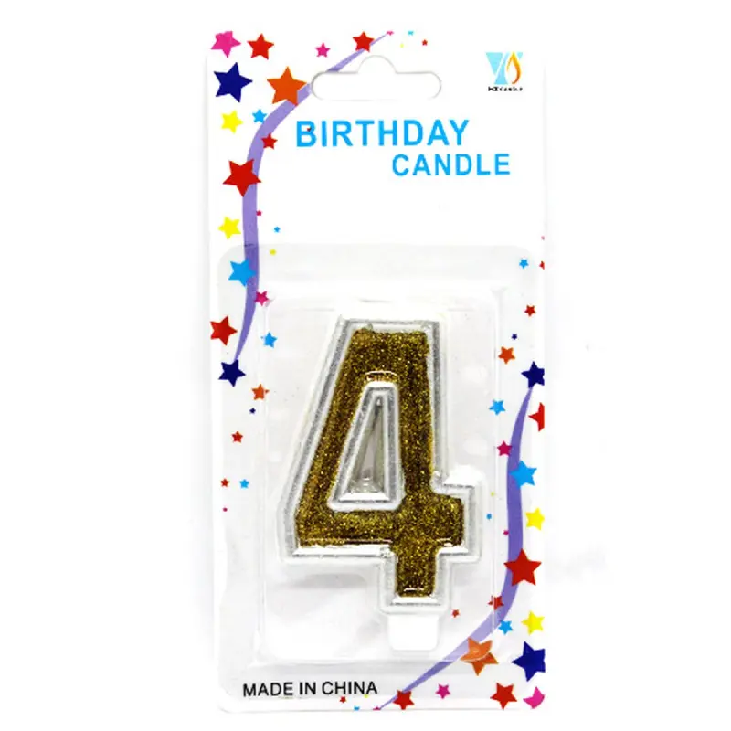 BK BK-00051041 | Number Candle 4 Gold Glitter