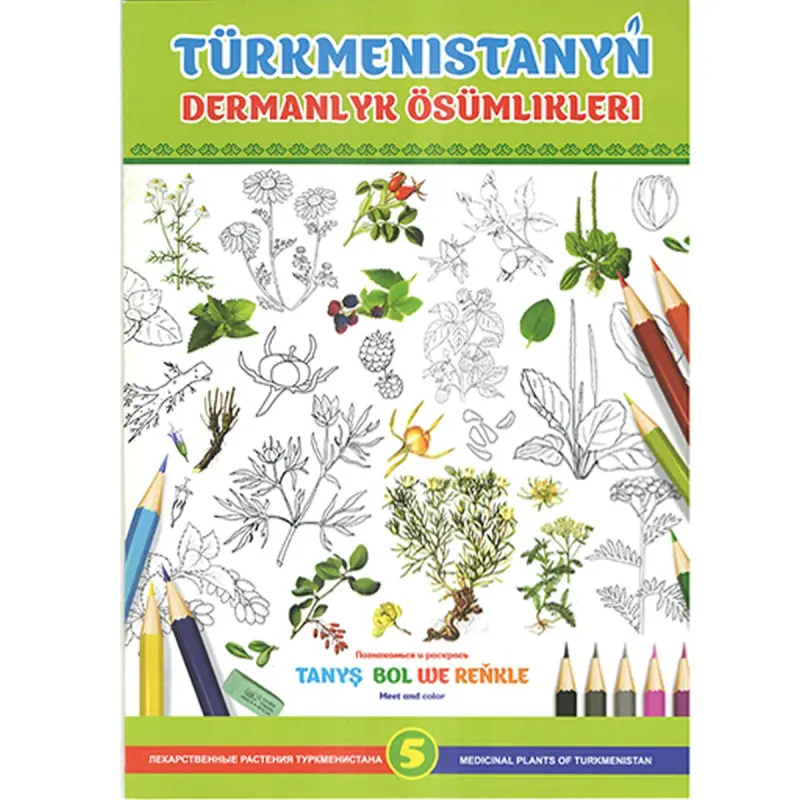Türkmenistanyň dermanlyk ösümlikleri BK-00094180 | Раскраска для образования №5