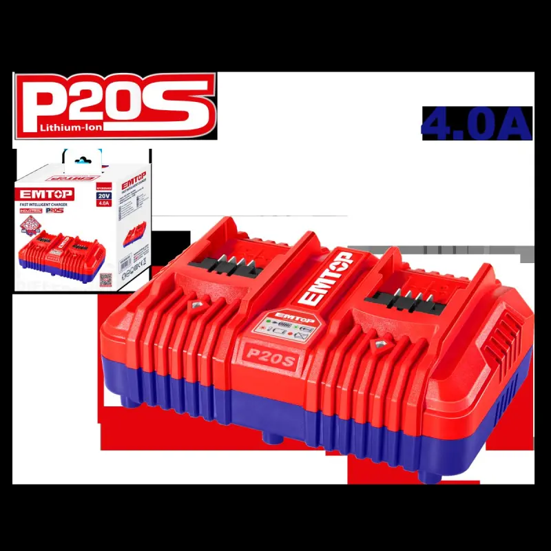 Emtop EFCR20403 | Zarýad enjami 20V iki slotly 4.0Ah