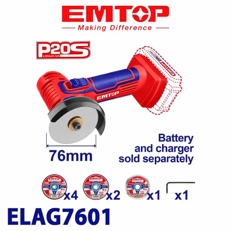 Emtop ELAG7601 | Akkumulýatorly buraw 20V 76mm