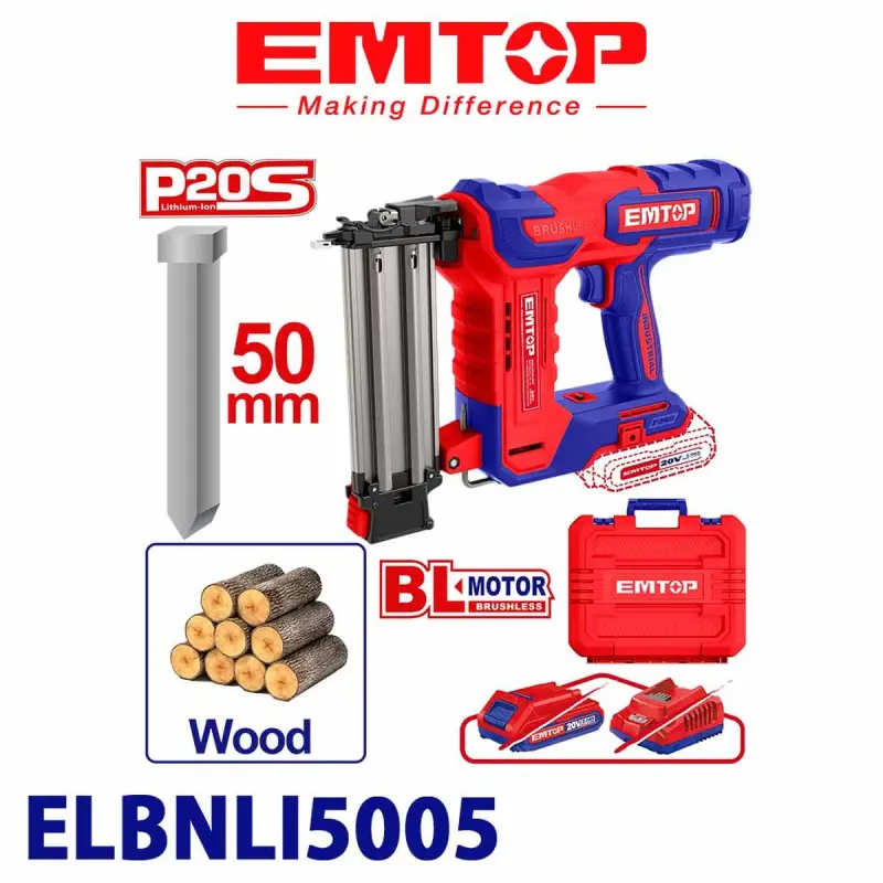 Emtop ELBNLI5005 | Pneumatic Spray Gun 50mm 20V (No Battery)