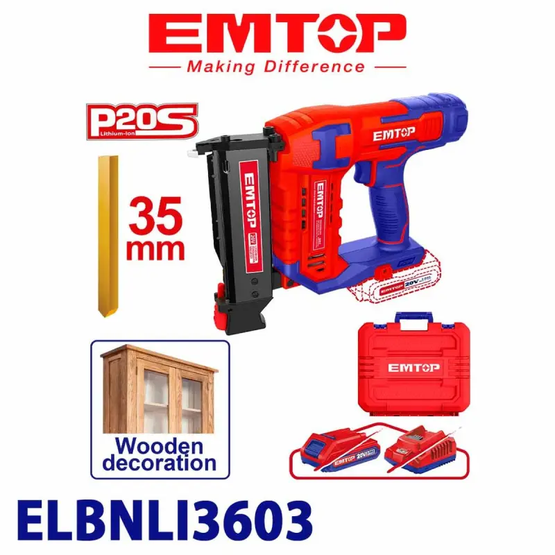 Emtop ELBNLI3603 | Pneumatic Gun 35mm 20V (Battery Not Included)