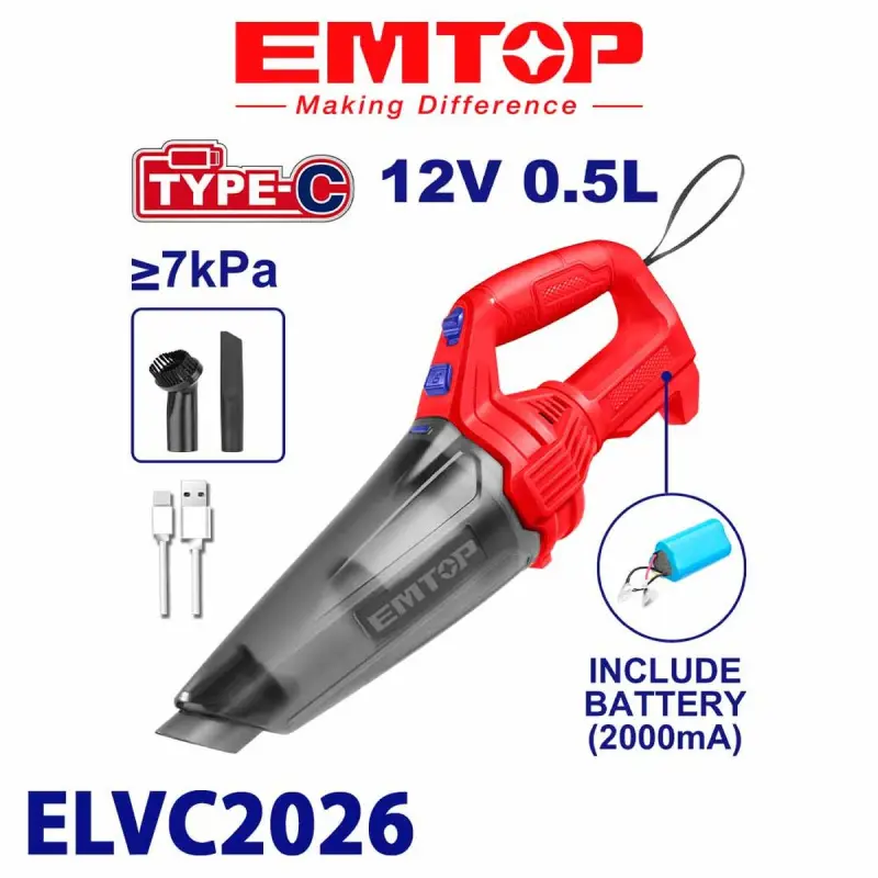 Emtop ELVC2026 | Аккумуляторный Пылесос 11.1В 0.5 л