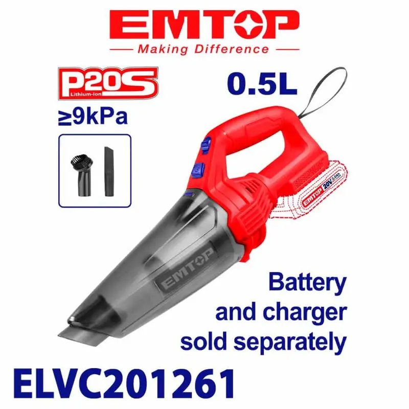 Emtop ELVC201261 | Аккумуляторный пылесос 20В 0,5 л (без батареи)