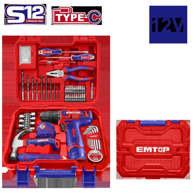 Emtop EEDK09601 | Cordless Screwdriver Set 12V 96 pcs