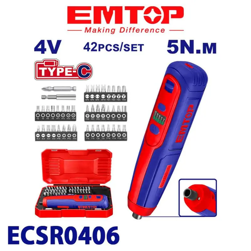 Emtop ECSR0406 | Cordless Screwdriver 4V Type-C