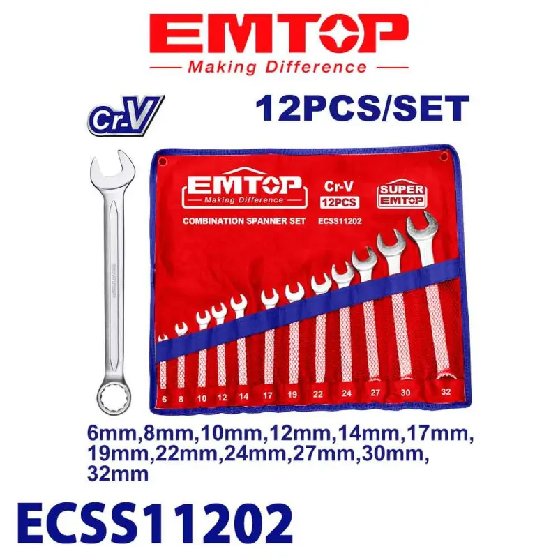 Emtop ECSS11202 | Набор торцевых головок 12 шт 6-32мм