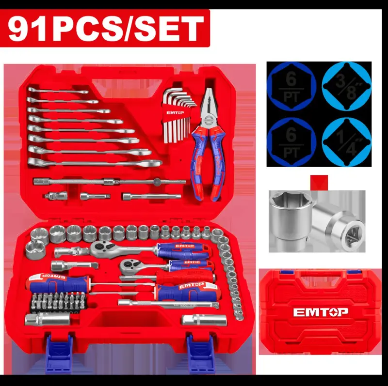 Emtop EHTS00911 | Tool Set 91 pcs Comprehensive Maintenance Kit
