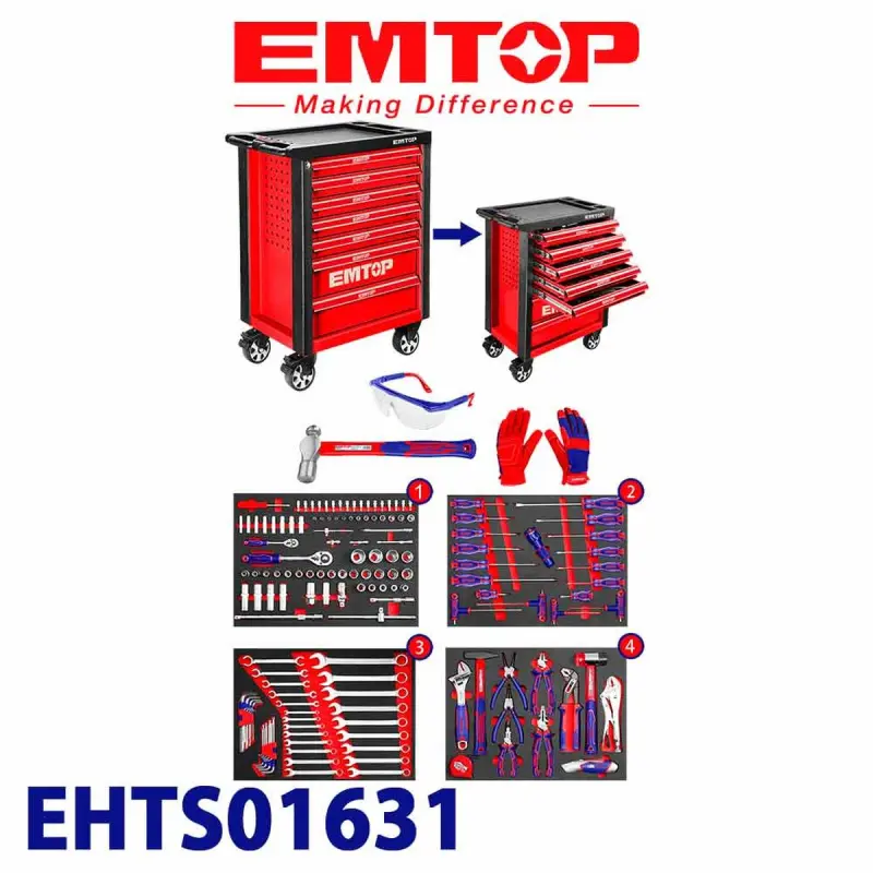 Emtop EHTS01631 | Tool Set 163 pcs Chrome Vanadium