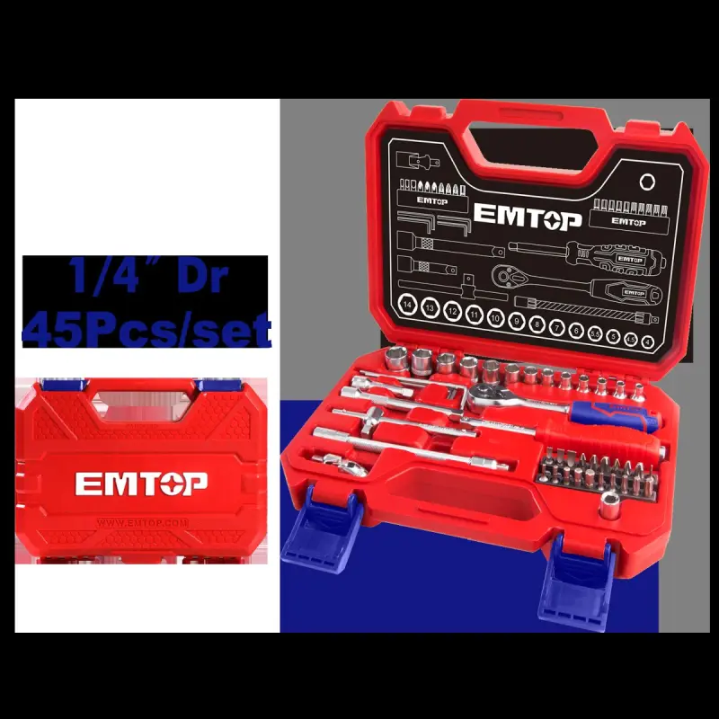 Emtop ESKT14451 | Socket Set 45 pcs Chrome-Vanadium