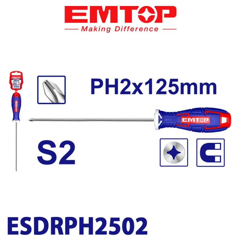 Emtop ESDRPH2502 | Крестовая отвертка 6.0мм 125мм