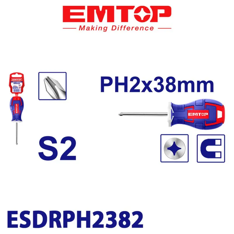 Emtop ESDRPH2382 | Phillips Screwdriver 6.0mm 38mm