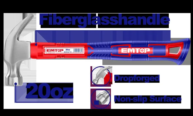 Emtop EHAMCH2001 | Молоток-гвоздодёр 560 г кованая сталь