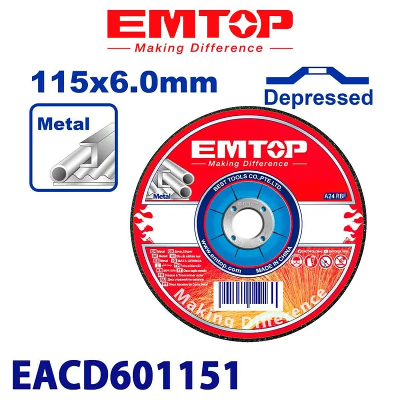 Emtop EACD601151 | Metal Grinding Disc 115x6.0mm Bulk Pack 100 pcs