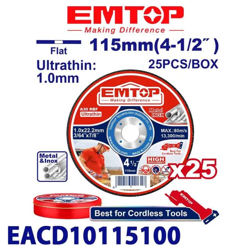 Emtop EACD11011525 | Диск по металлу 115x1.2 мм, 25 шт.