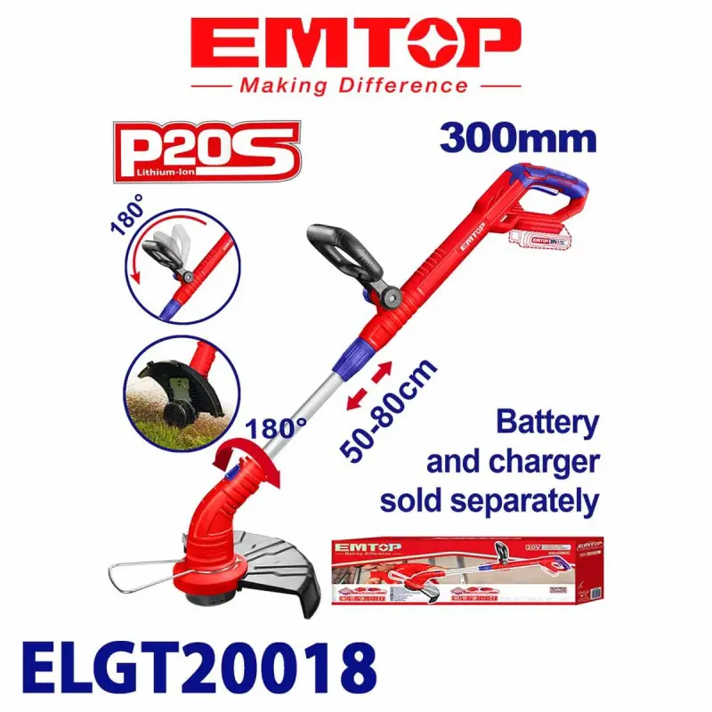 Emtop ELGT20018 | Cordless Lawn Mower 20V Battery-Ready