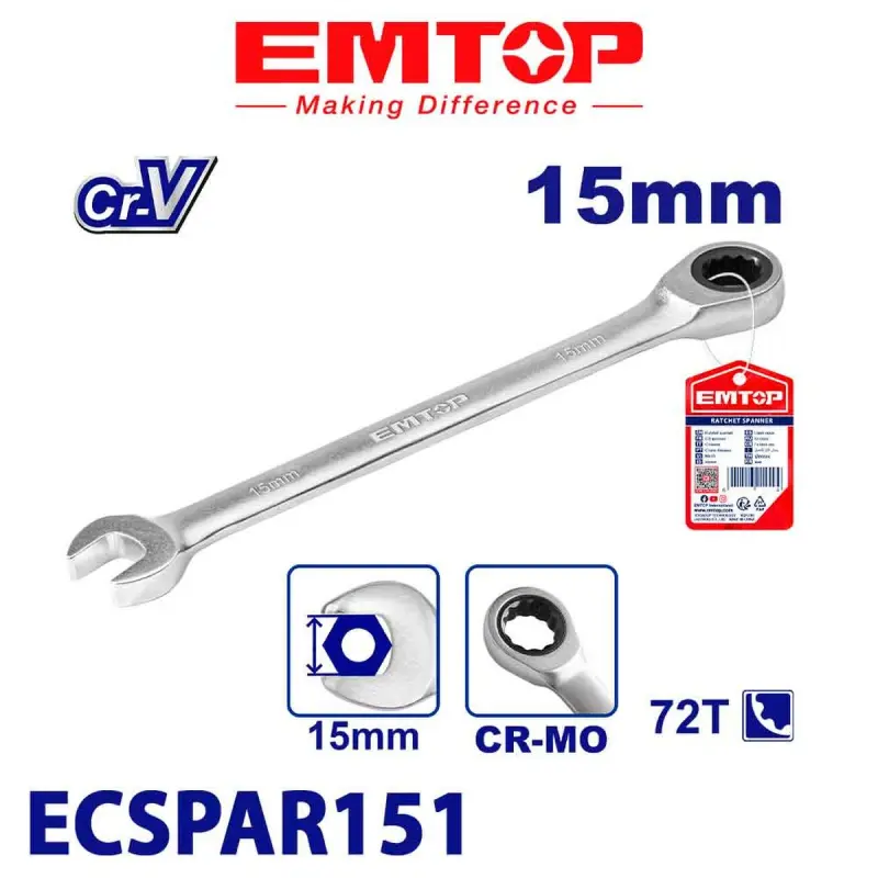 Emtop ECSPAR151 | Treshotkaly Nakidnoy Açar 15mm Cr-V