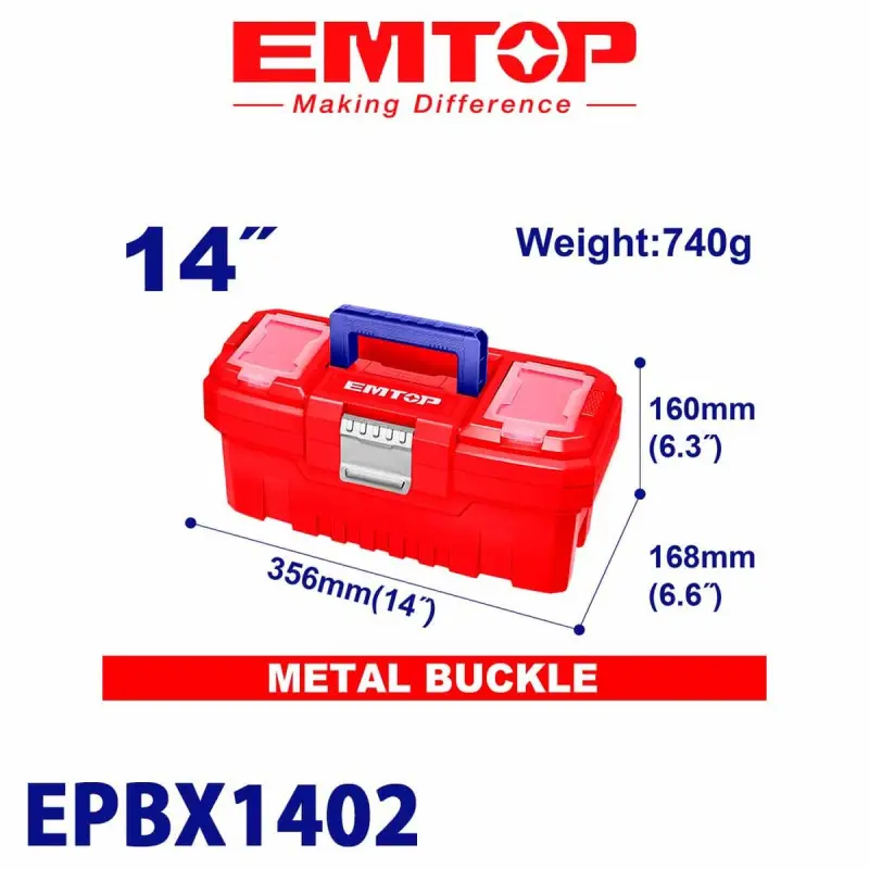 Emtop EPBX1402 | Plastic Toolbox 14R 356x168x160 mm