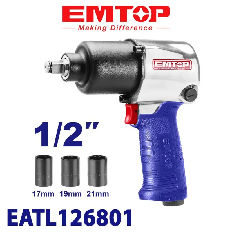 Emtop EATL126801 | Air Impact Wrench 12.5mm (1/2 Inch) Drive