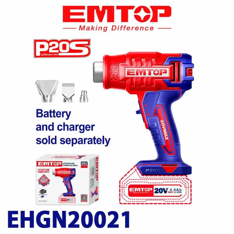 Emtop EHGN20021 | Akkumulýatorly Gyzgyn Howa Pürküji 20V Iki Režim
