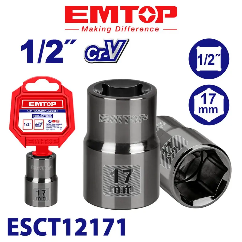 Emtop ESCT12171 | Торцевая головка 1/2" 17мм Хромованадий