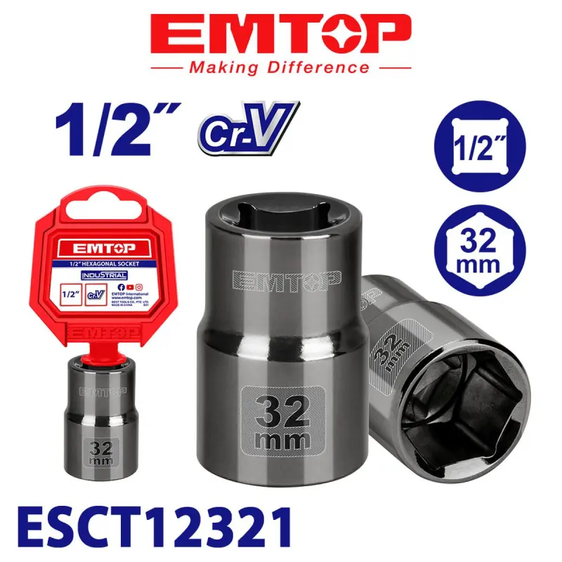 Emtop ESCT12321 | Rozetka 1/2" 32mm hrom-wanadiý