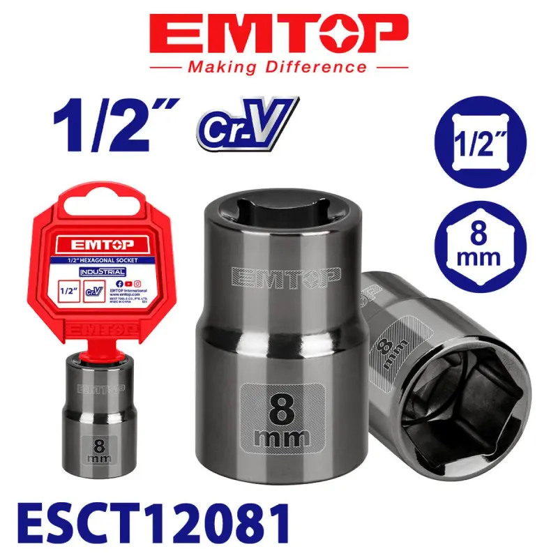 Emtop ESCT12081 | Торцевая головка 1/2" 8мм стальная