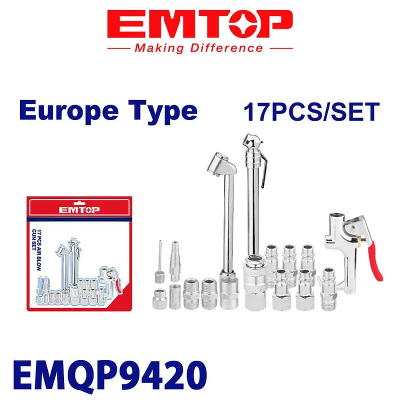 Emtop EMQP9420 | Compressor Fitting Set 17pcs 1/4 inch