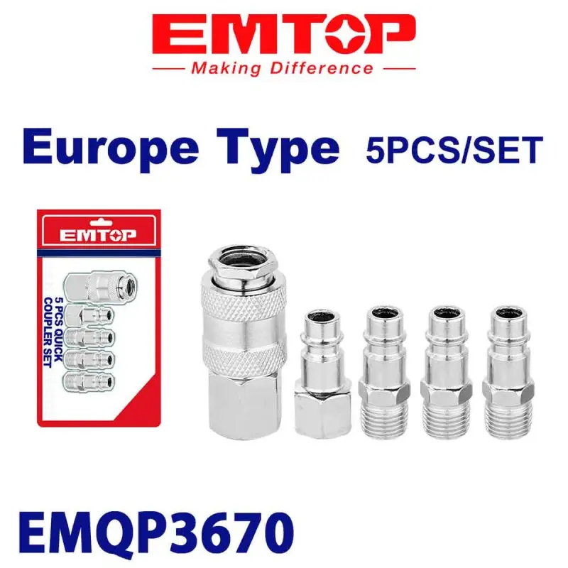 Emtop EMQP3670 | Compressor Fitting Set 1/4" 5pcs