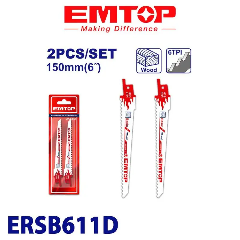 Emtop ERSB611D | Lobzik Pyçaklary 150mm Umumy Ulanyş