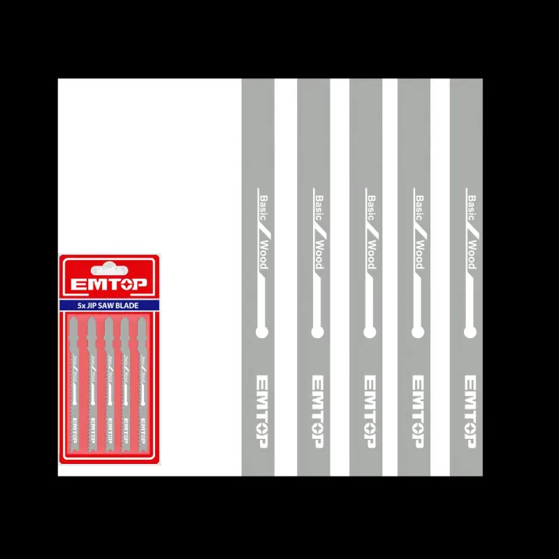 Emtop EJSBT101B | Набор лобзиковых пилок по дереву 74мм 10TPI 5шт