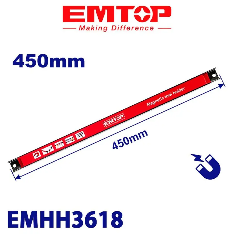 Emtop EMHH3618 | Magnetic Ruler 450mm Precision Steel